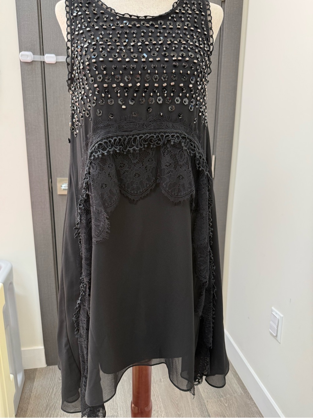 Chloe Black Beaded Sleeveless Mini Dress